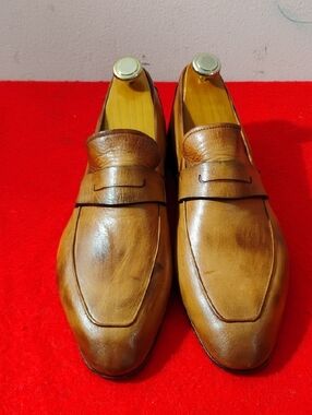 Men's Leather Penny Loafers in Tan